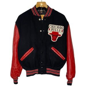 Delong Chicago Bulls VTG Varsity Jacket 42 Bomber Wool Leather Logo Patch 90s